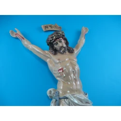 Korpus Pana Jezusa na krzyż z żywicy + napis 80 cm NATURALNY